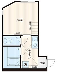 アーヴェル三ツ沢下町 2階1Kの間取り