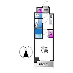 スプランディッド上本町WESTII 1Kの間取図画像