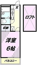 JR八高線 小宮駅 徒歩4分の賃貸アパート 2階1Kの間取り