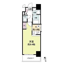JR東海道・山陽本線 大津駅 徒歩5分の賃貸マンション 9階ワンルームの間取り