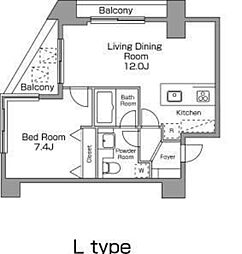 レジディア恵比寿南 1LDKの間取図画像