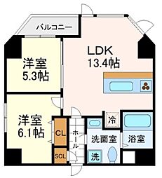 麻布Tino 2LDKの間取図画像