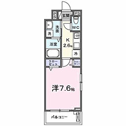 相模原市中央区相模原7丁目アパート 1Kの間取図画像