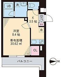 グッド　フラットIII 3階1Kの間取り