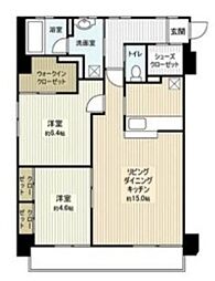 ライヴス行徳 2階2LDKの間取り