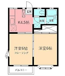 シャルマン元町 2Kの間取図画像