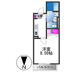 INOVE長瀬IV 1Kの間取図画像