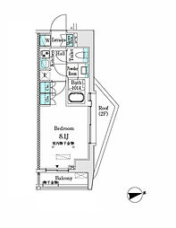 市谷仲之町ViewApartment 1Kの間取図画像