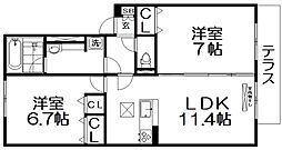D-ROOM YOU 1階2LDKの間取り