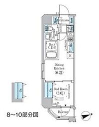 PrimeBliss東中野駅前 1DKの間取図画像
