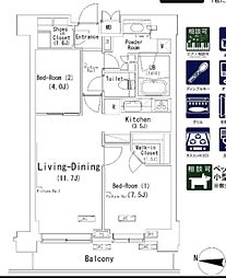 ParkAxis辰巳STAGE 2LDKの間取図画像