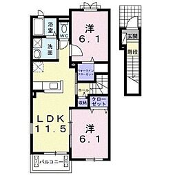 エル・ソフィア 2階2LDKの間取り