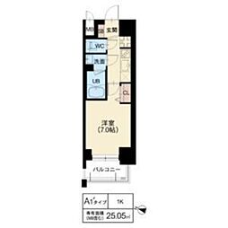 DOUBLE NINE RESIDENCE 天王寺南 5階1Kの間取り