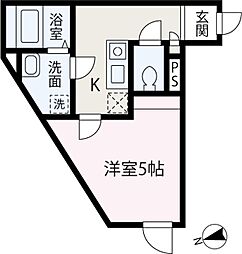 ＣＲＥＳＴ．ＳＯＬＡＮ 2階1Kの間取り