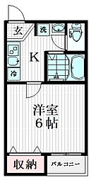 ソラーレ春日部 1階1Kの間取り