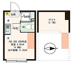 エスタディオ北千住 ワンルームの間取図画像