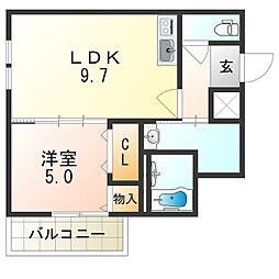 南海線 諏訪ノ森駅 徒歩4分の賃貸アパート 1階1LDKの間取り