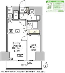 コートレジデンス南大塚 6階1LDKの間取り