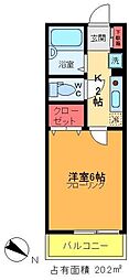 オーガスタ篠崎 2階1Kの間取り