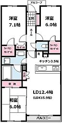レクセルアベニュー多摩センター 3LDKの間取図画像
