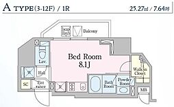 レジディア笹塚III 6階ワンルームの間取り