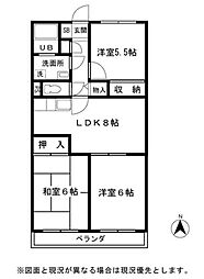 アルシオン西水元 3DKの間取図画像