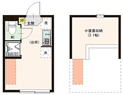 ハーモニーテラス矢口 2階ワンルームの間取り