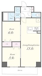 Une　Lumiere 6階2LDKの間取り