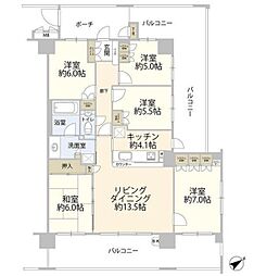 千葉都市モノレール スポーツセンター駅 徒歩12分の賃貸マンション 6階5LDKの間取り