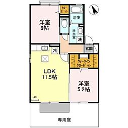 THE RITZ 1階2LDKの間取り