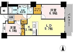 品川シーサイドビュータワー1 2LDKの間取図画像