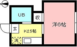 サンハイム 1Kの間取図画像