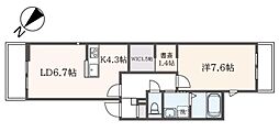 ORIENTALリーク 1LDKの間取図画像