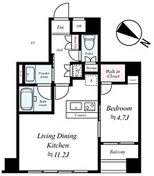 アーリアシティ日本橋 4階1LDKの間取り