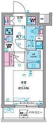 GENOVIA天王台 2階1Kの間取り