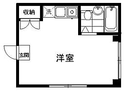 サンテラスホリ 2階ワンルームの間取り