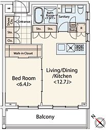 カスタリア初台2 4階1LDKの間取り