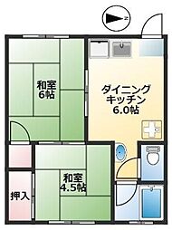 コーポルポール 2階2DKの間取り