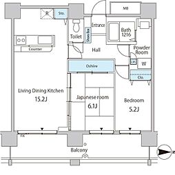 セルリアンホームズ勝どき 2LDKの間取図画像