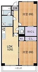 ロイヤルアスコット 2LDKの間取図画像