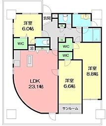 ラトゥールレジュモー 3LDKの間取図画像