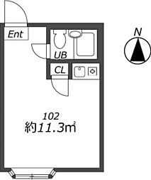 セゾン二子玉川パート1 ワンルームの間取図画像