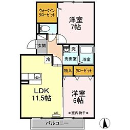 ブレンド下九沢 2階2LDKの間取り