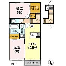 サンガーデンNEXT 2LDKの間取図画像