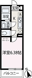 スカイシティII 1Kの間取図画像