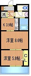 ライトコート四谷 2Kの間取図画像