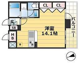 アドバンス神戸湊町 1Kの間取図画像