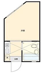 シャトー河辺 1Kの間取図画像