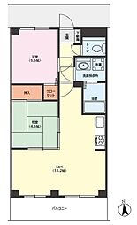 ライオンズガーデン津田沼 5階2LDKの間取り