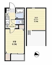 ノルデスタ小竹 3階1Kの間取り
